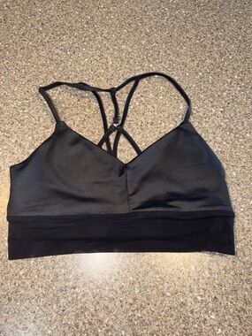ALO Yoga Faux Leather Black Strappy Sports Bralette